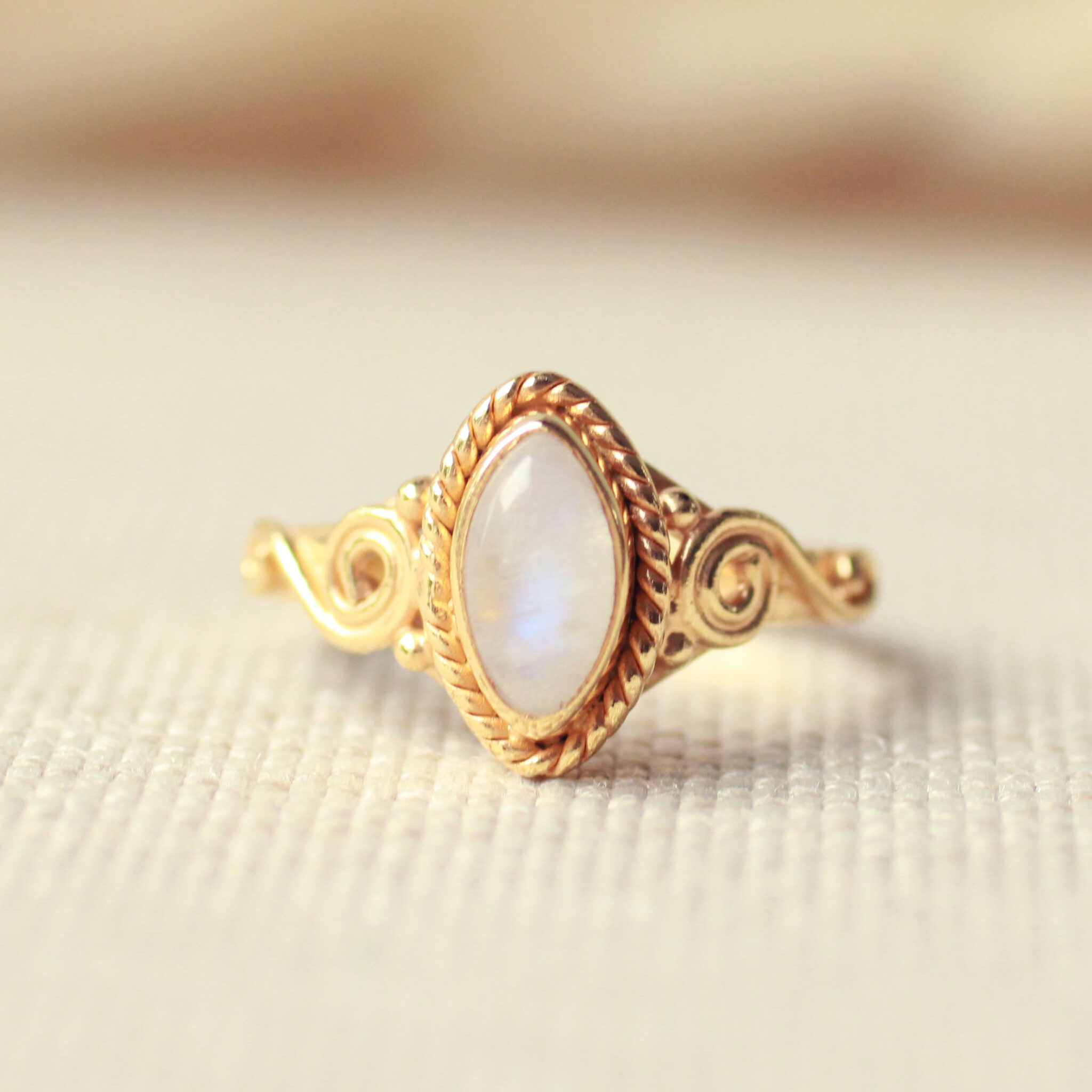 Maansteen Ring Goud Moonstone 925 Zilver Natuursieraad