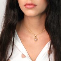 rozenkwarts goud ketting