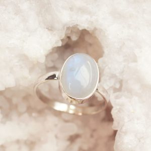 maansteen ovaal ring zilver