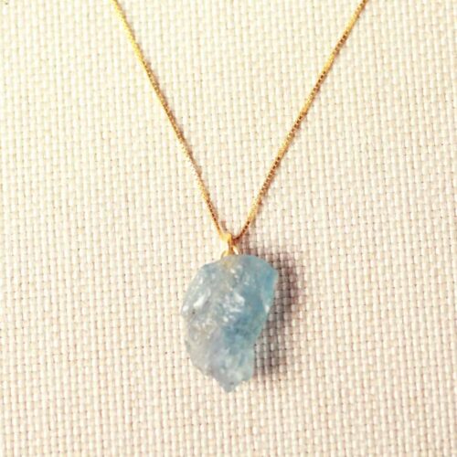 Aquamarijn Hanger aan Zilveren Oogje 925 Zilver Sterling Ketting | Crystal Cave
