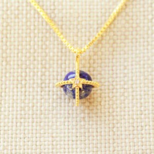 Lapis lazuli ketting 925 zilver gold plated - NEPTUNES