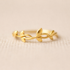 Blad ring 925 zilver gold plated - PLANTERIAGOUD