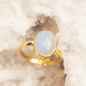 Maansteen ring 925 zilver gold plated - YASAGOUD