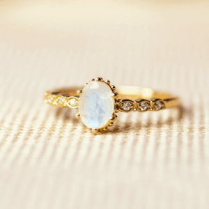 Maansteen ring 925 zilver gold plated - MARDIN