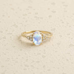 9K GOUD MAANSTEEN RING