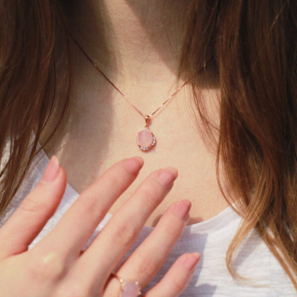 rosegold rozenkwarts hanger