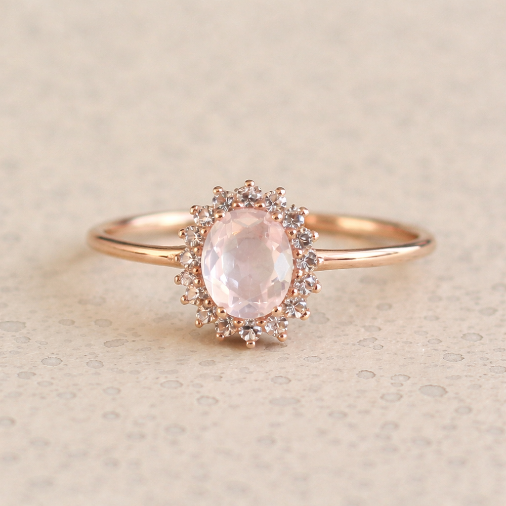 rozenkwarts ring 585 14k