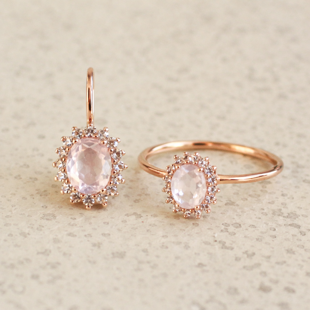 rozenkwarts set 14k rozenkwarts set 14k