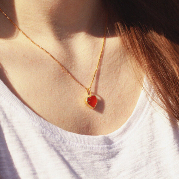 Carneool hanger hart 925 zilver goldplated - ❤️ u to the 🌙 and back - Afbeelding 2