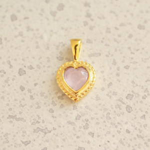 Rozenkwarts hanger hart 925 zilver gold plated - BRISA GOUD