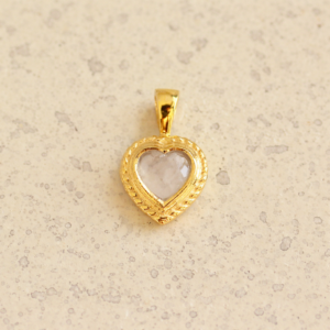 Maansteen hart hanger 925 zilver gold plated - AZARYN GOUD